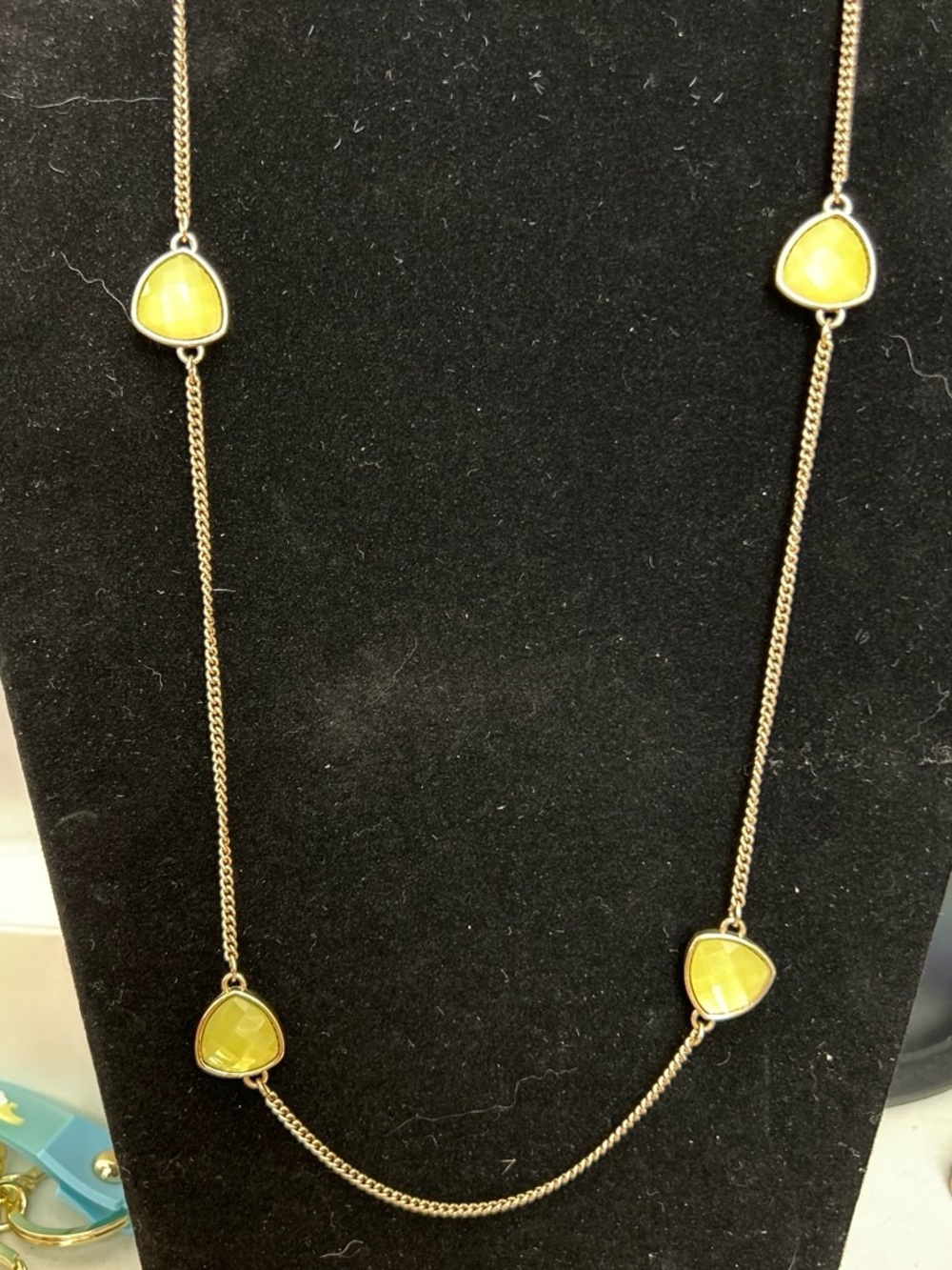 Yellow Stone Long Pendant Necklace - Women Jewelry